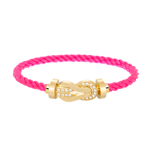 FRED CHANCE LARGE 8 FIGURE BUCKLE HALF DIAMOND BRACELET GOLD