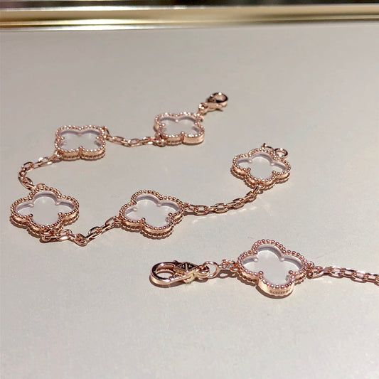 VCA CLOVER 5 MOTIF ROCK CRYSTAL BRACELET