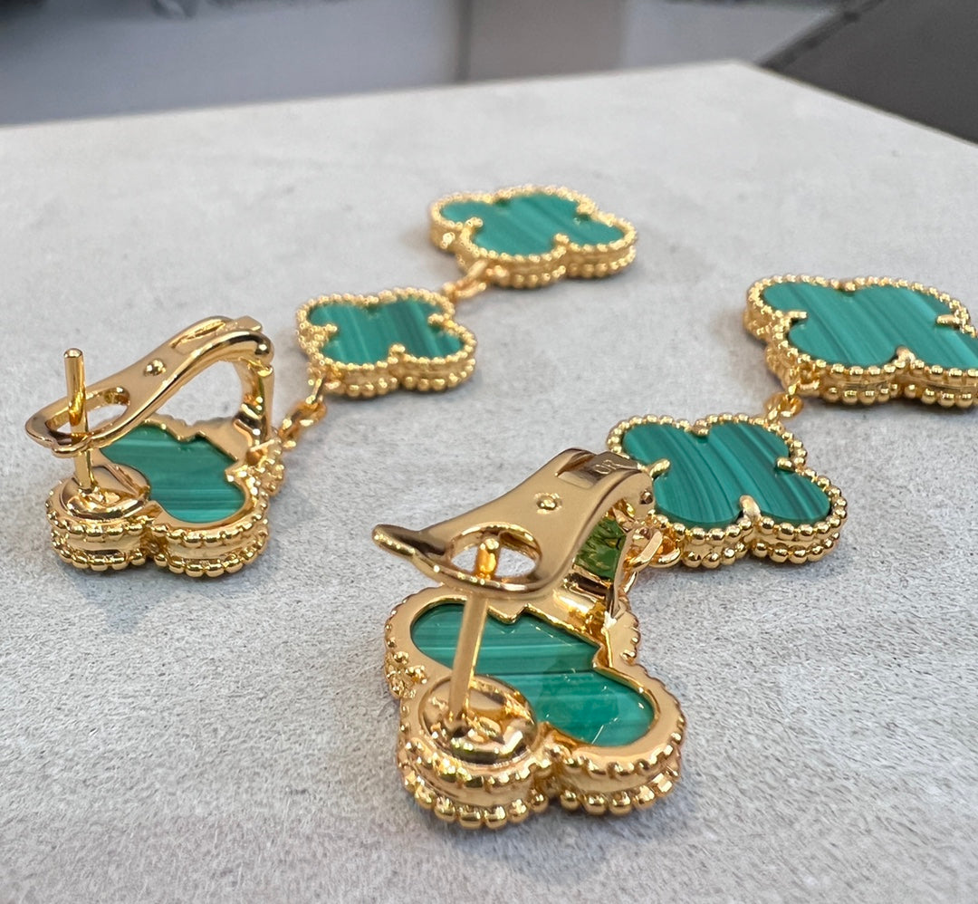 VCA CLOVER MALACHITE 3 MOTIFS GOLD