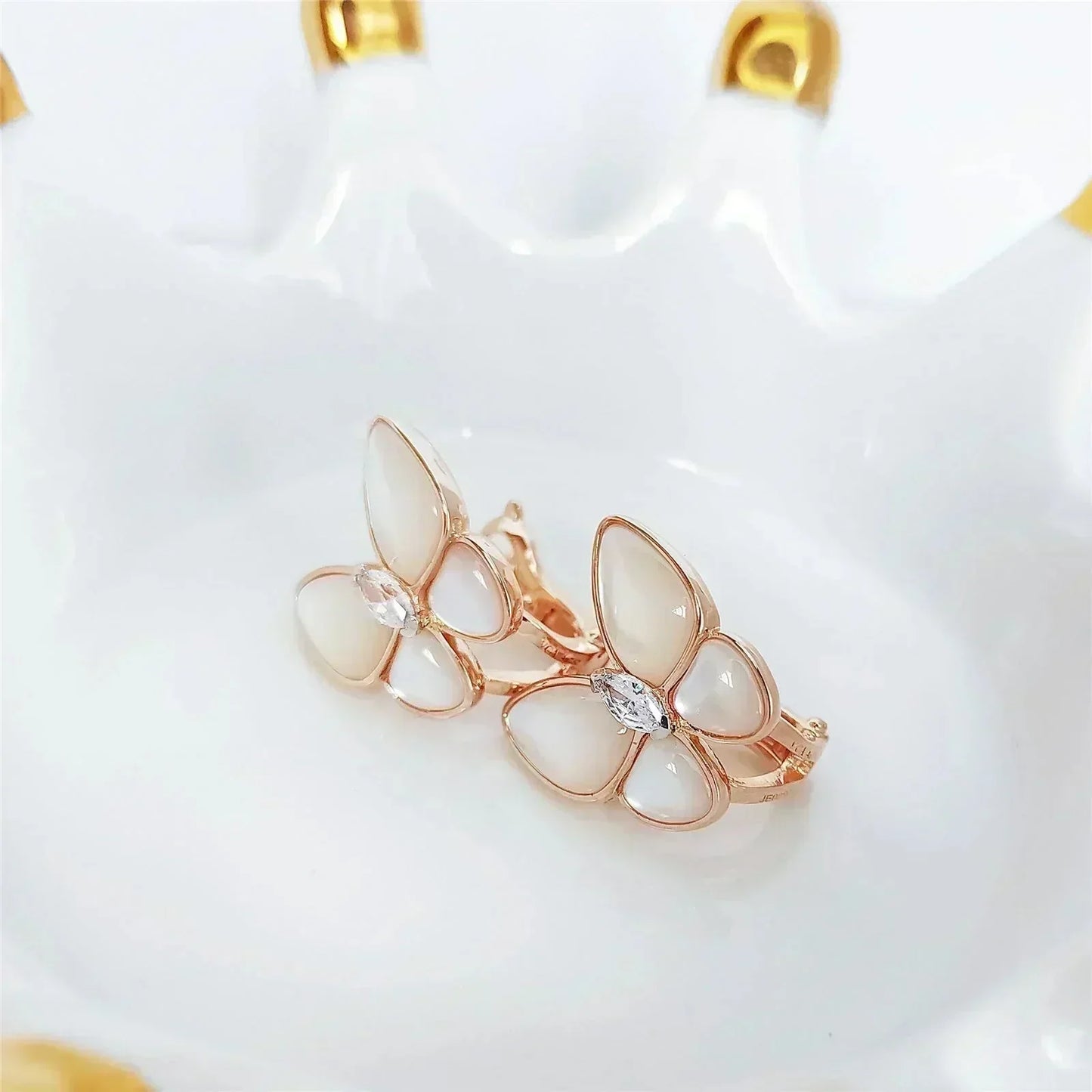 VCA BUTTERFLY MOP DIAMOND EARRINGS