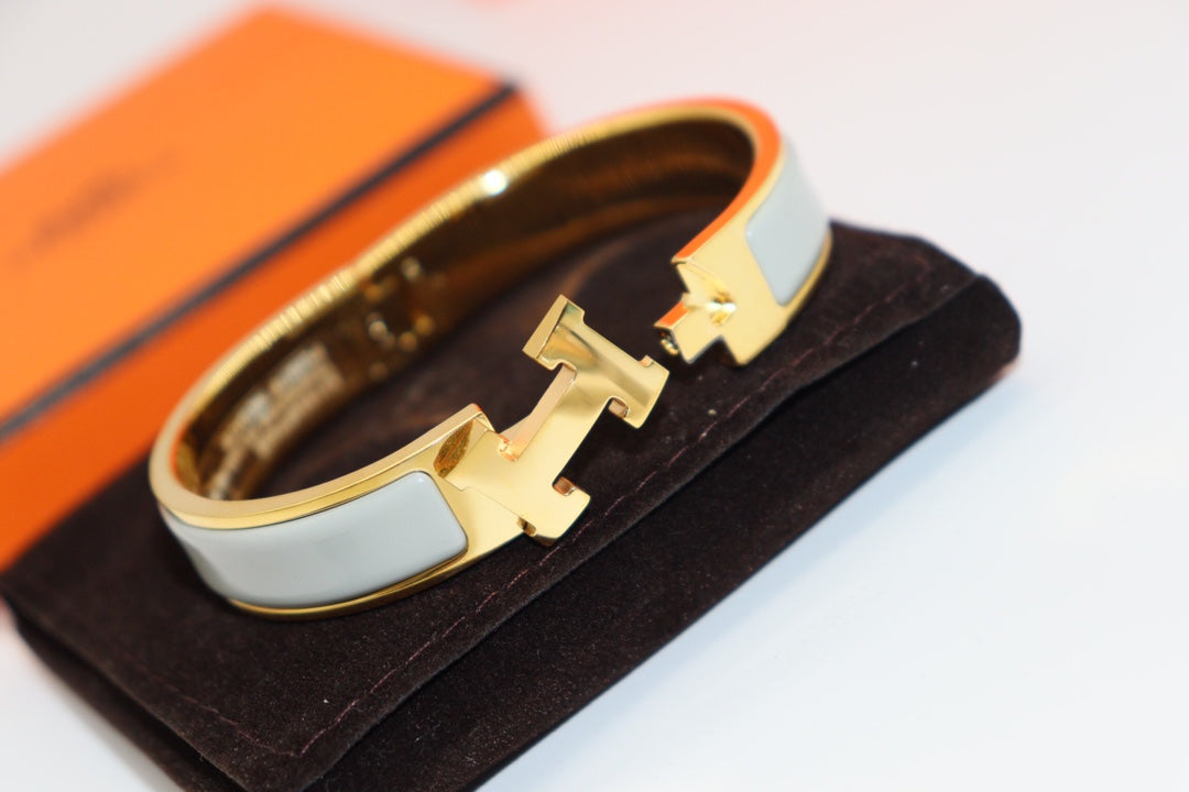 HERMES H LIGHT BLUE BRACELET