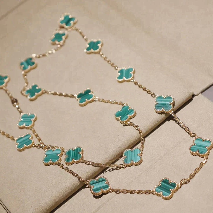 VCA CLOVER 20 MOTIFS MALACHITE GOLD