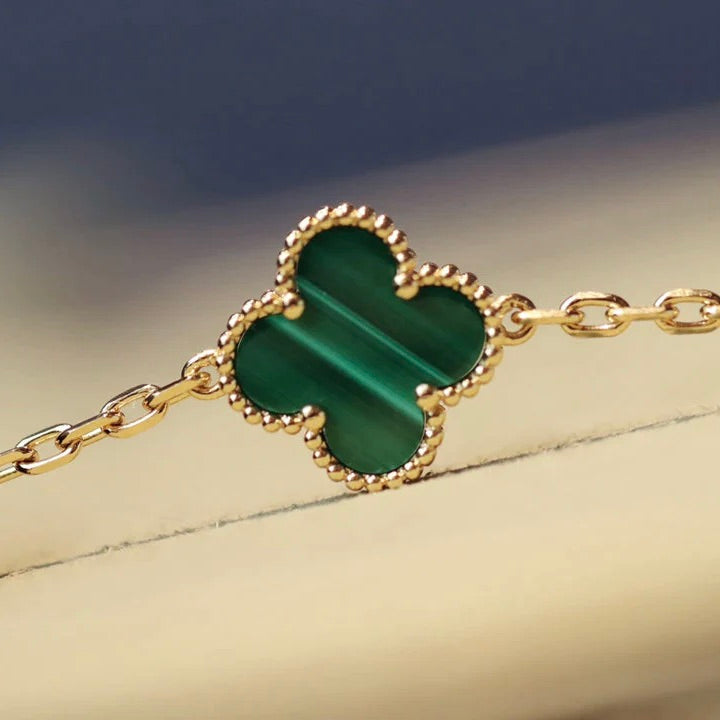 VCA CLOVER 20 MOTIFS MALACHITE DIAMOND NECKLACE