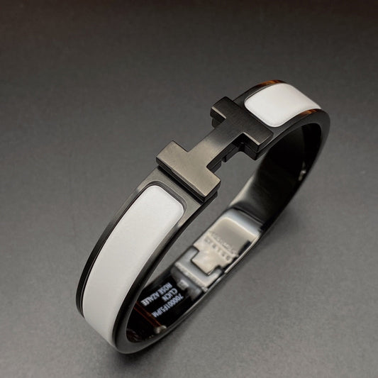 HERMES H BRACELET 12MM BLACK WHITE CERAMIC
