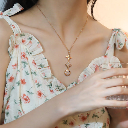 LOUIS VUITTON STAR AND SUN DIAMOND PINK GOLD NECKLACE