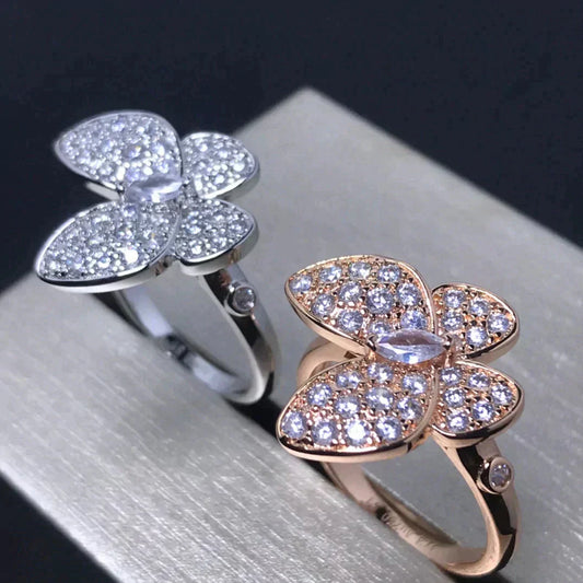 VCA BUTTERFLY PINK GOLD DIAMOND RING