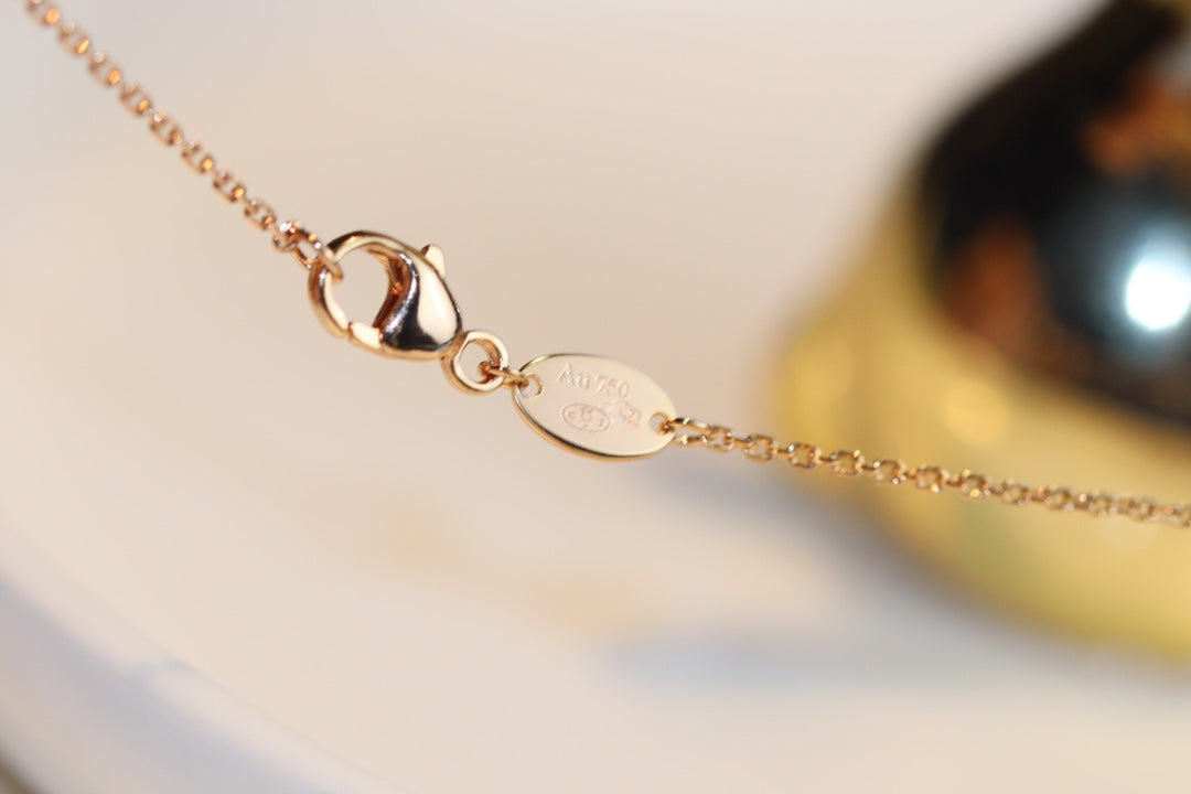 CHAUMET JEUX MALACHITE 1 DIAMOND PINK GOLD NECKLACE