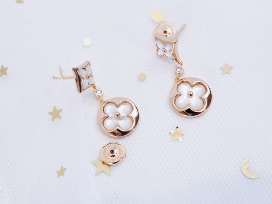 LOUIS VUITTON STAR AND SUN PINK GOLD MOP DROP EARRINGS