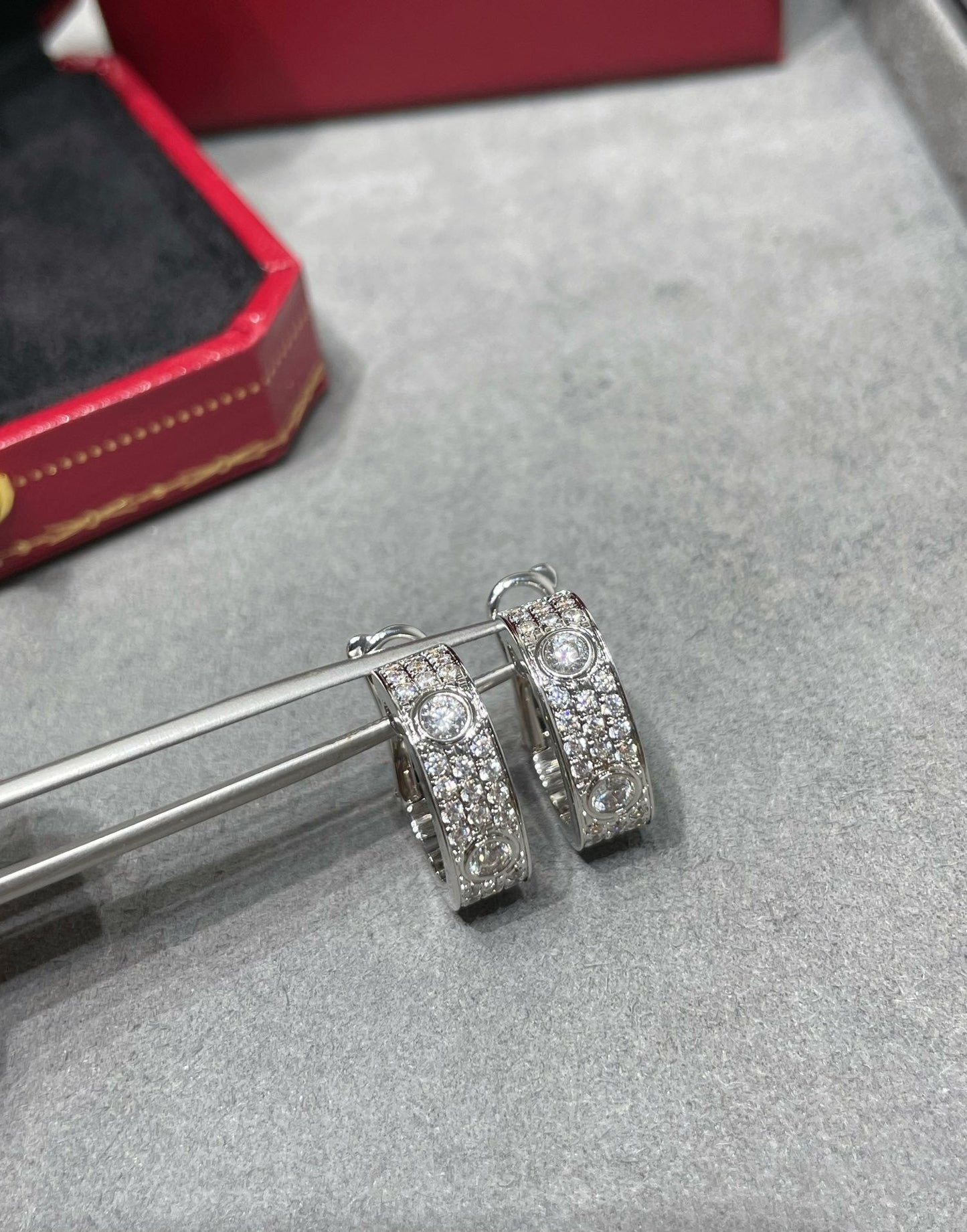 CARTIER LOVE 5.5MM DIAMOND PAVED EARRINGS