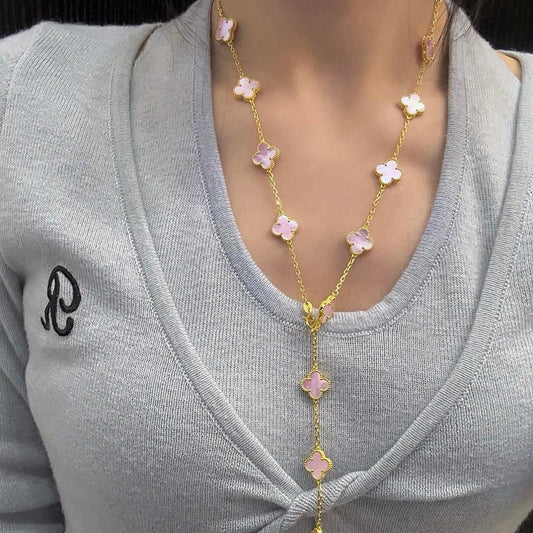 VCA CLOVER 20 MOTIFS PINK MOP NECKLACE
