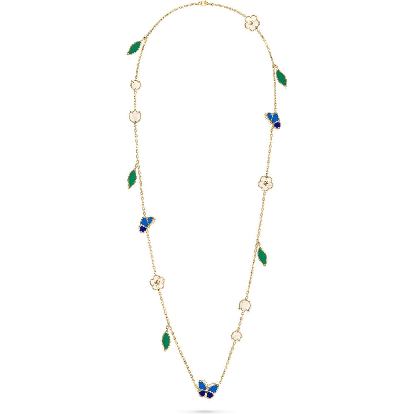 VCA LUCKY SPRING BUTTERFLY 15 FLOWER NECKLACE