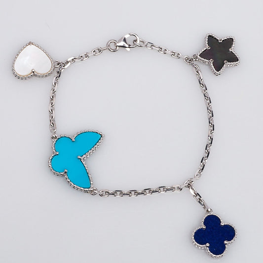 VCA LUCKY SPRING SILVER BRACELET 4 MOTIF