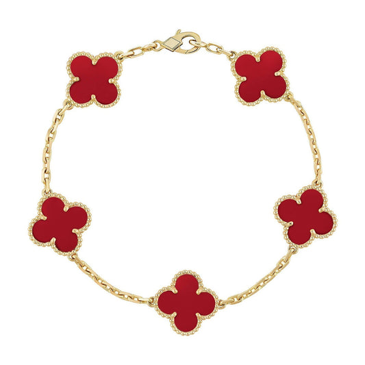 VCA CLOVER 5 MOTIF RED CORNELIAN BRACELET COLLECTION