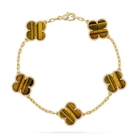 VCA CLOVER 5 MOTIFS TIGER EYE BRACELET COLLECTION