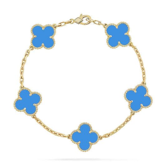 VCA CLOVER 5 MOTIF BLUE AGATE BRACELET COLLECTION