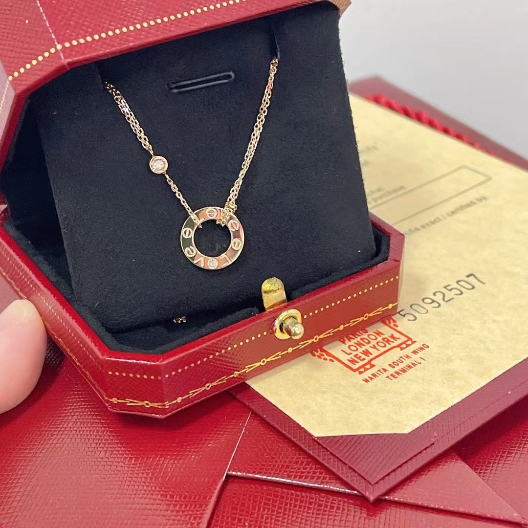 CARTIER LOVE NECKLACE 16MM 2 DIAMONDS