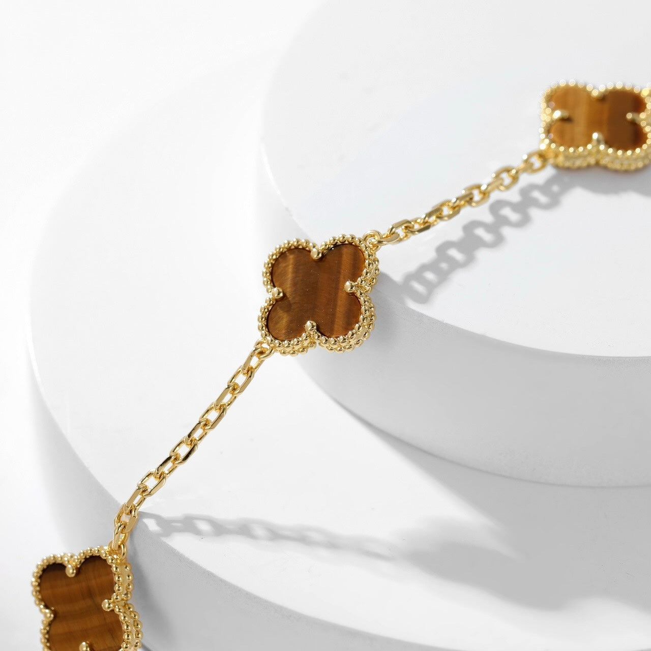 VCA CLOVER 10 MOTIFS TIGER EYE NECKLACE