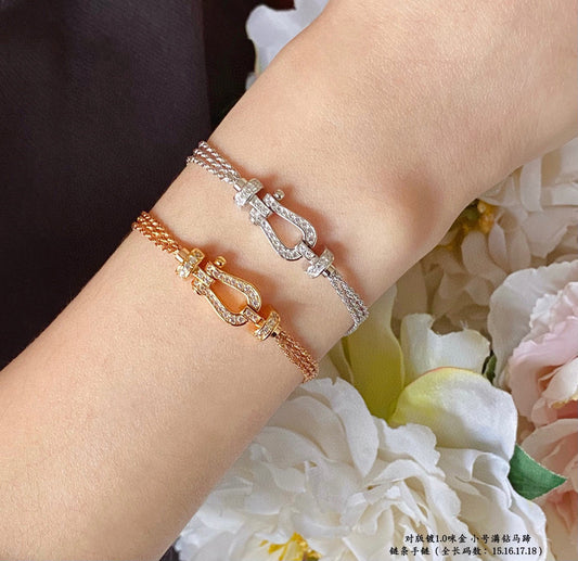FRED FORCE SMALL HORSESHOE DIAMOND CHAIN ROPE BRACELET