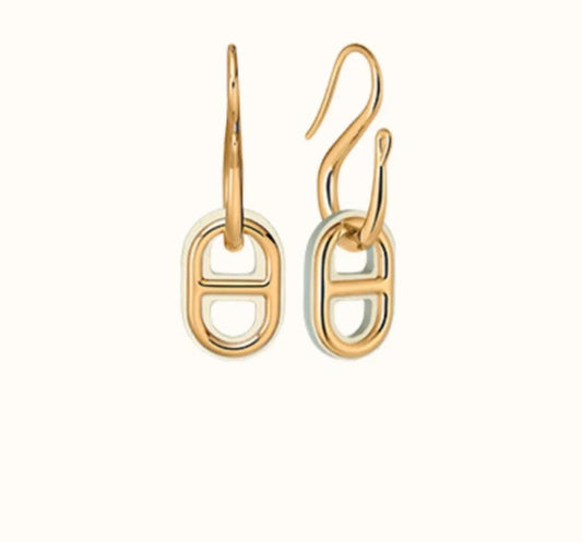 HERMES HM O'MAILLON GOLD EARRINGS