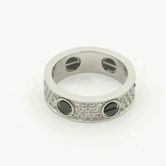 CARTIER LOVE RING 5.5MM DIAMONDS PAVED CERAMIC