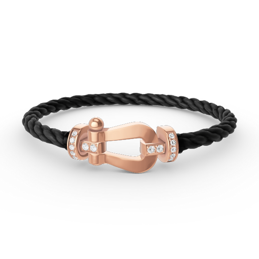 FRED FORCE LARGE HORSESHOE HALF DIAMOND BRACELET ROSE GOLD