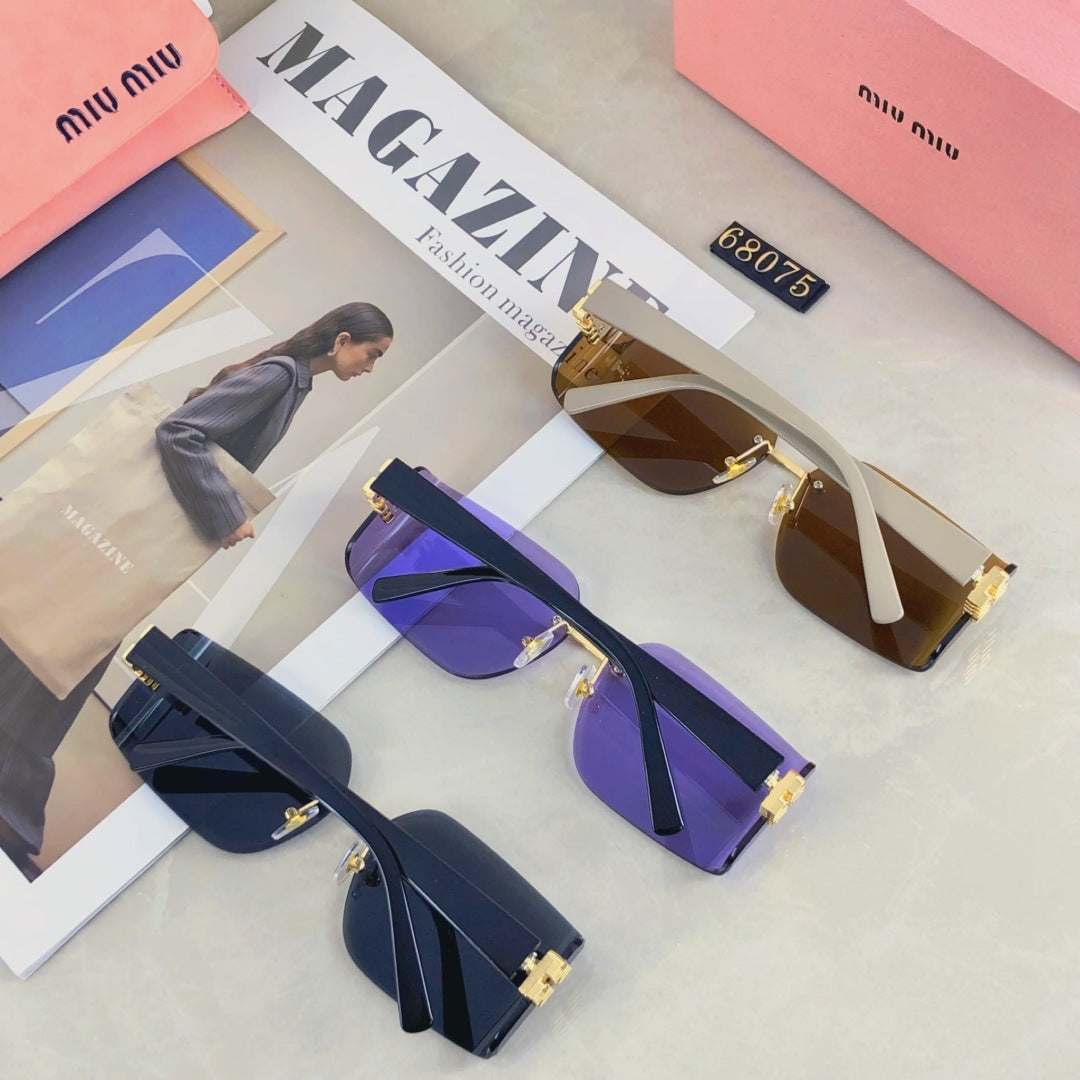 MIU MIU LOGO SQUARE SUNGLASSES 499927 IN METAL