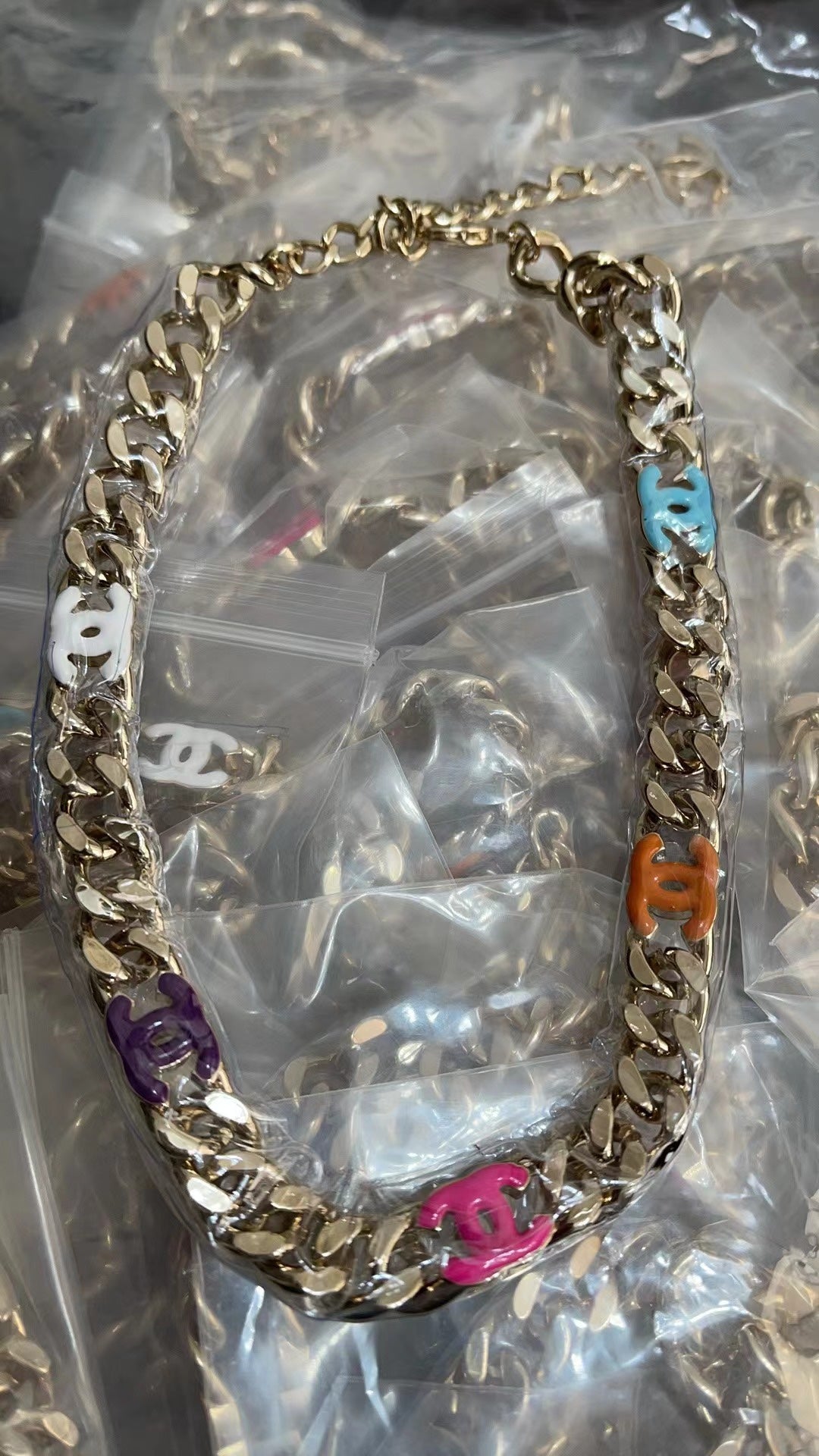 18K Chanel Color Logo Chain Necklace