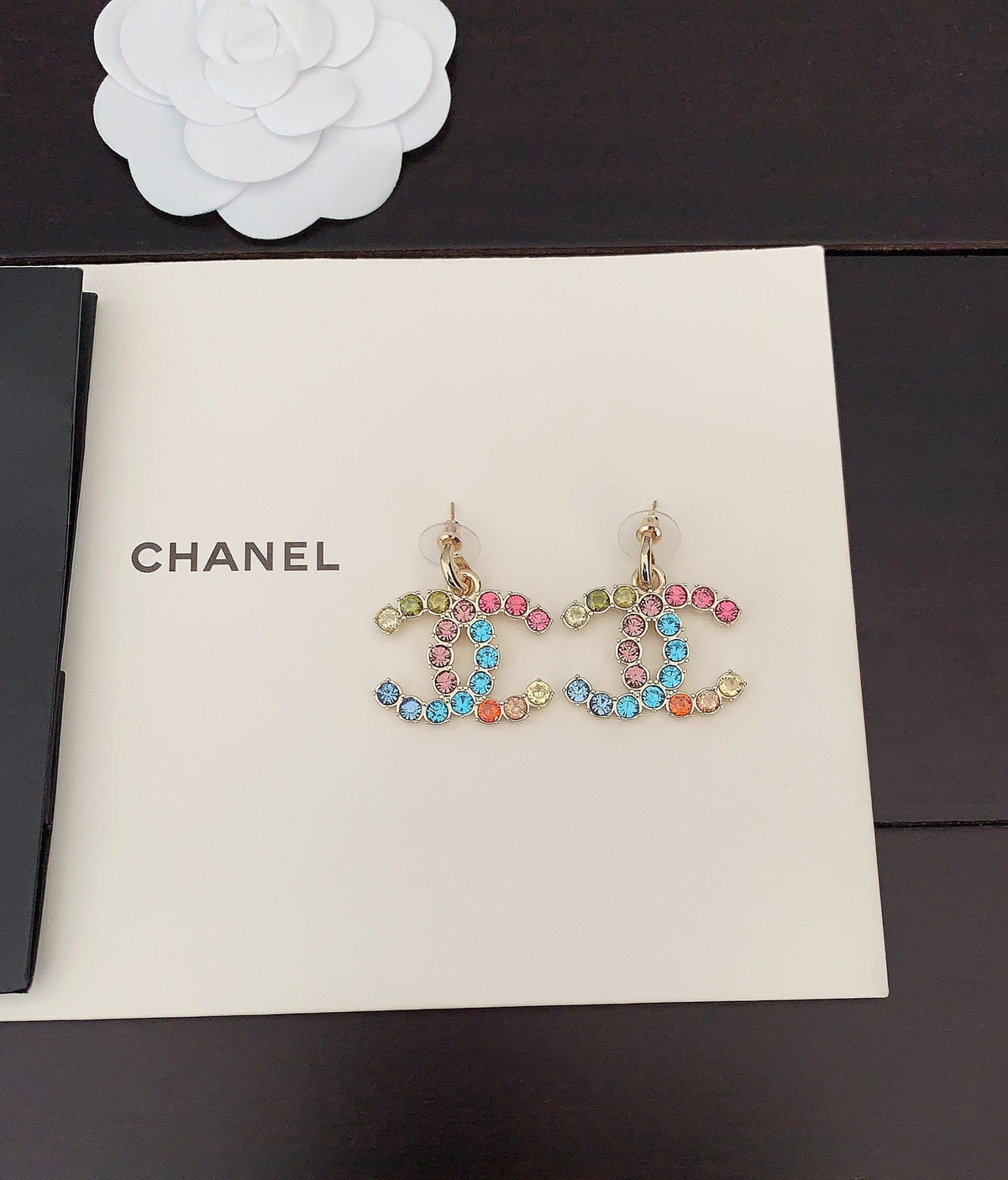 18K Chanel Color Crystals Earrings