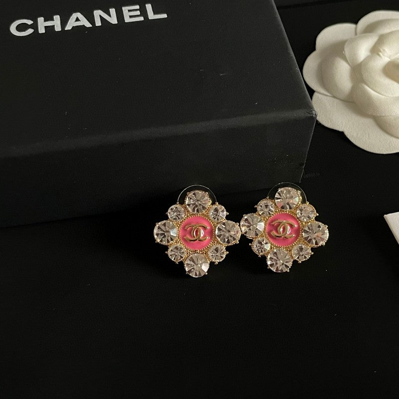 18K Chanel Color Flower Diamond Earrings