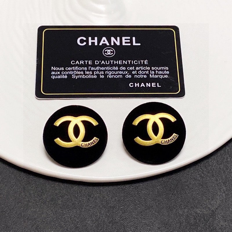 18K Chanel Black Yellow Gold Earrings