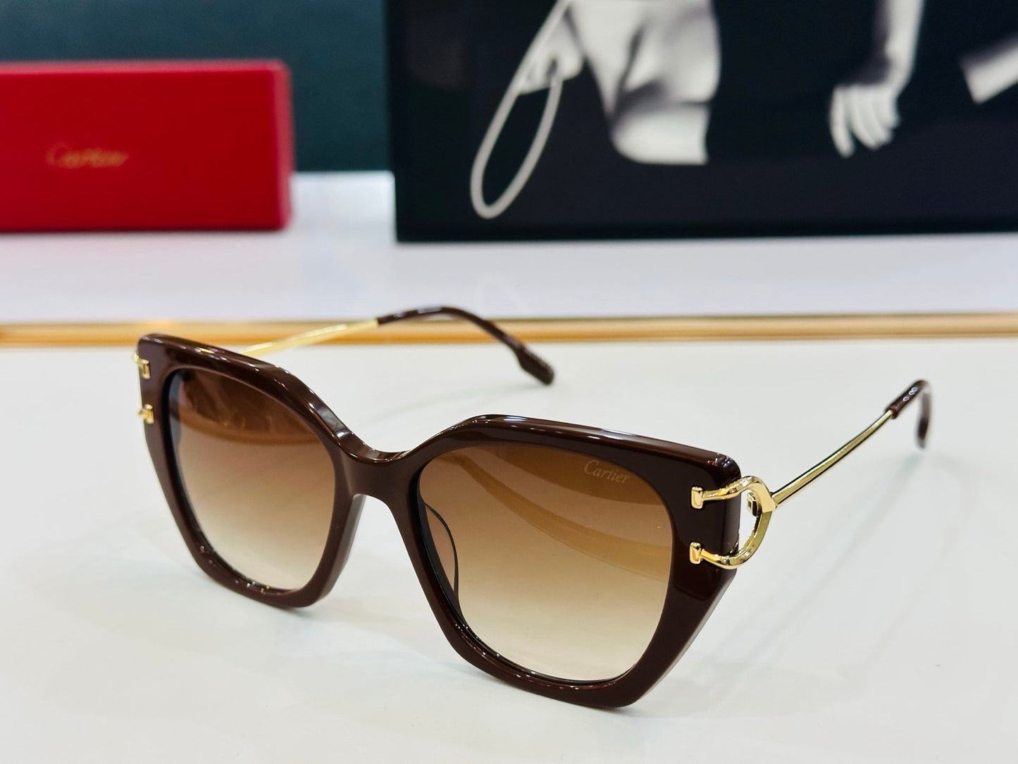 CARTIER BUTTERFLY FRAME SUNGLASSES 530154 IN METAL AND ACETATE
