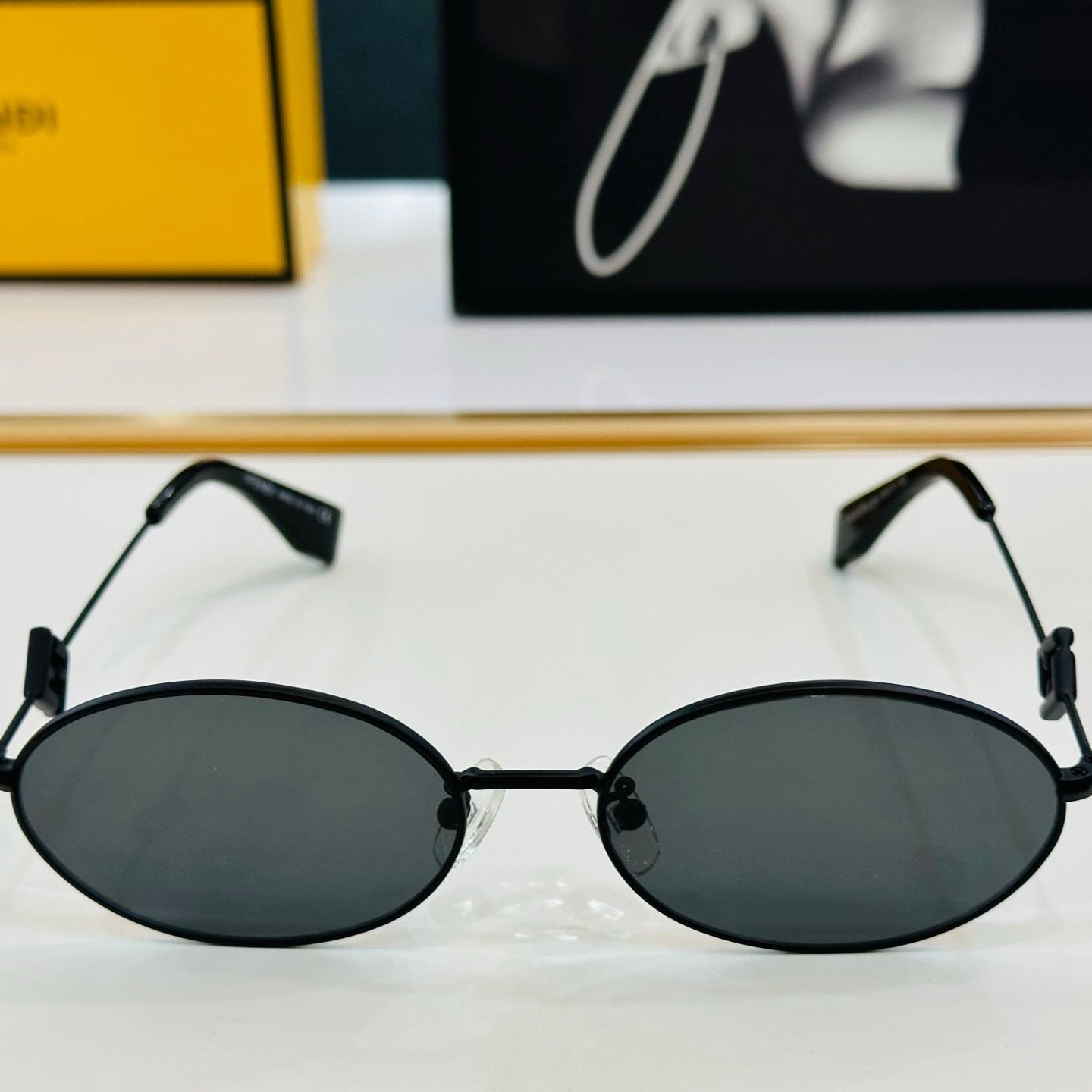 FENDI FIRST CRYSTAL OVAL FRAME SUNGLASSES E40151 IN METAL