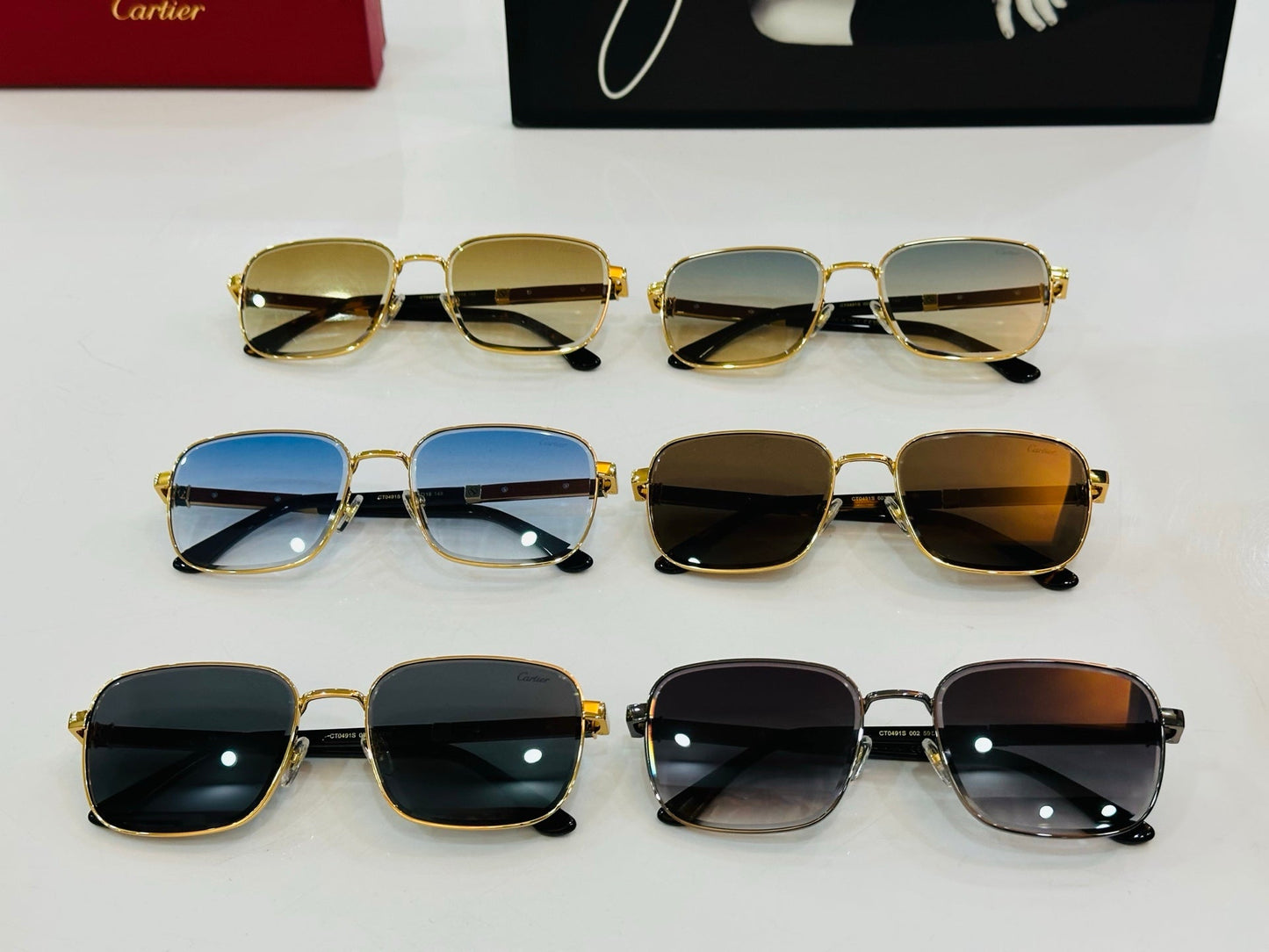 CARTIER PREMIÈRE RECTANGULAR FRAME SUNGLASSES CT0491S IN METAL