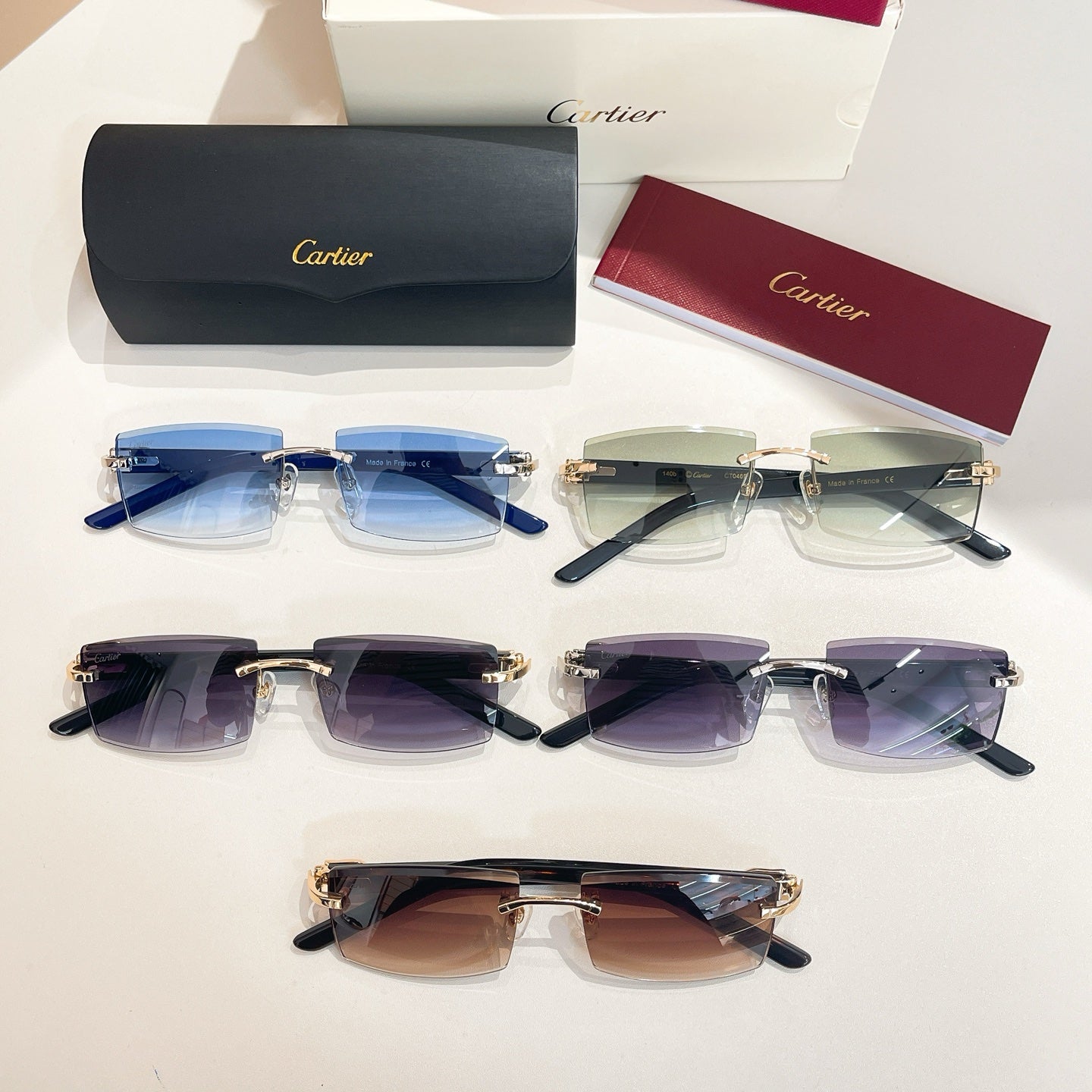 CARTIER RIMLESS RECTANGULAR FRAME SUNGLASSES 571828 IN METAL