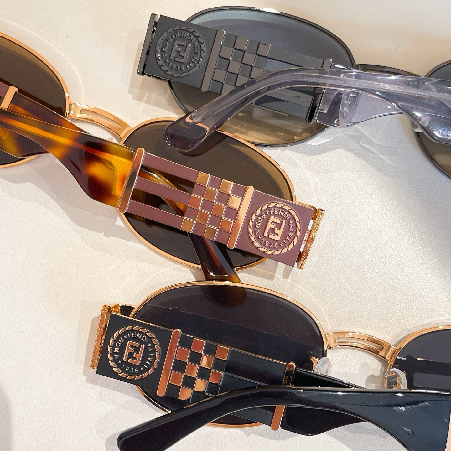 FENDI FIRST CRYSTAL OVAL FRAME SUNGLASSES 7028 IN METAL