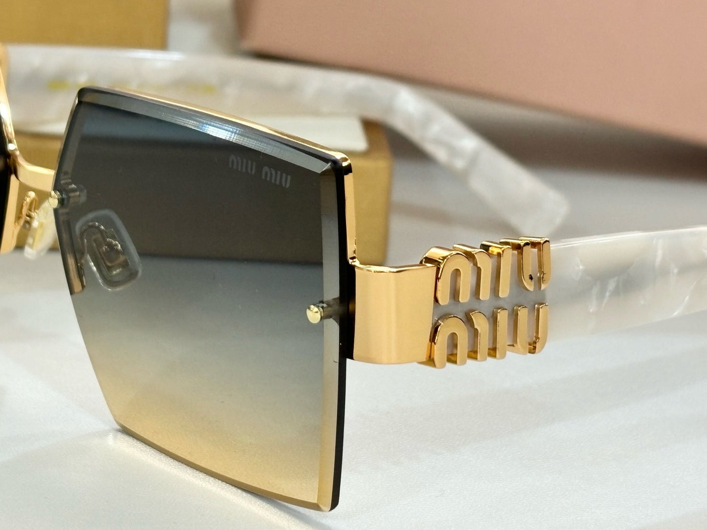 MIU MIU LOGO SQUARE SUNGLASSES MU117AV IN ACETATE