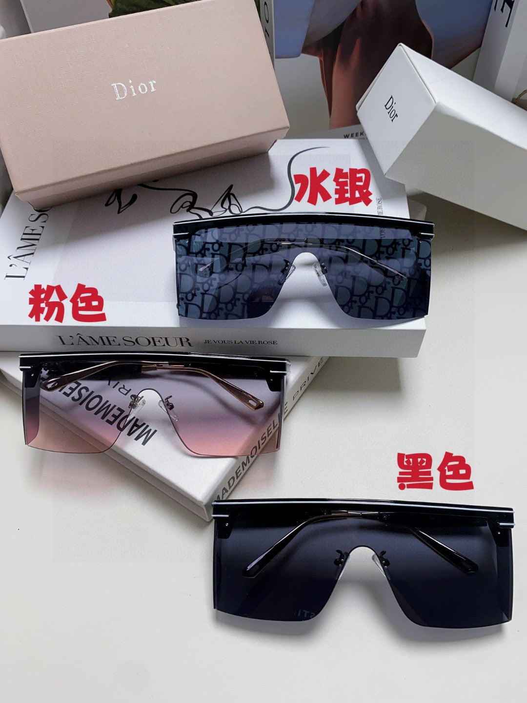 DIOR SUNGLASSES CLUB M1U 566688 IN BLACK ACETATE PINK SMOKE LENSES