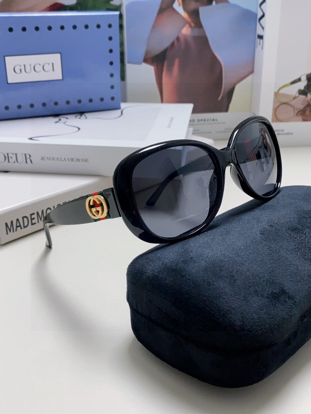 GUCCI ROUND FRAME SUNGLASSES 567450 IN ACETATE