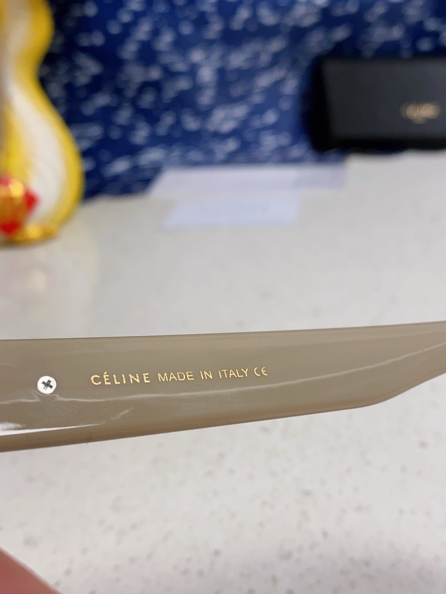 CELINE TRIOMPHE SUNGLASSES 533218 IN IVORY ACETATE CAMEL LENSES