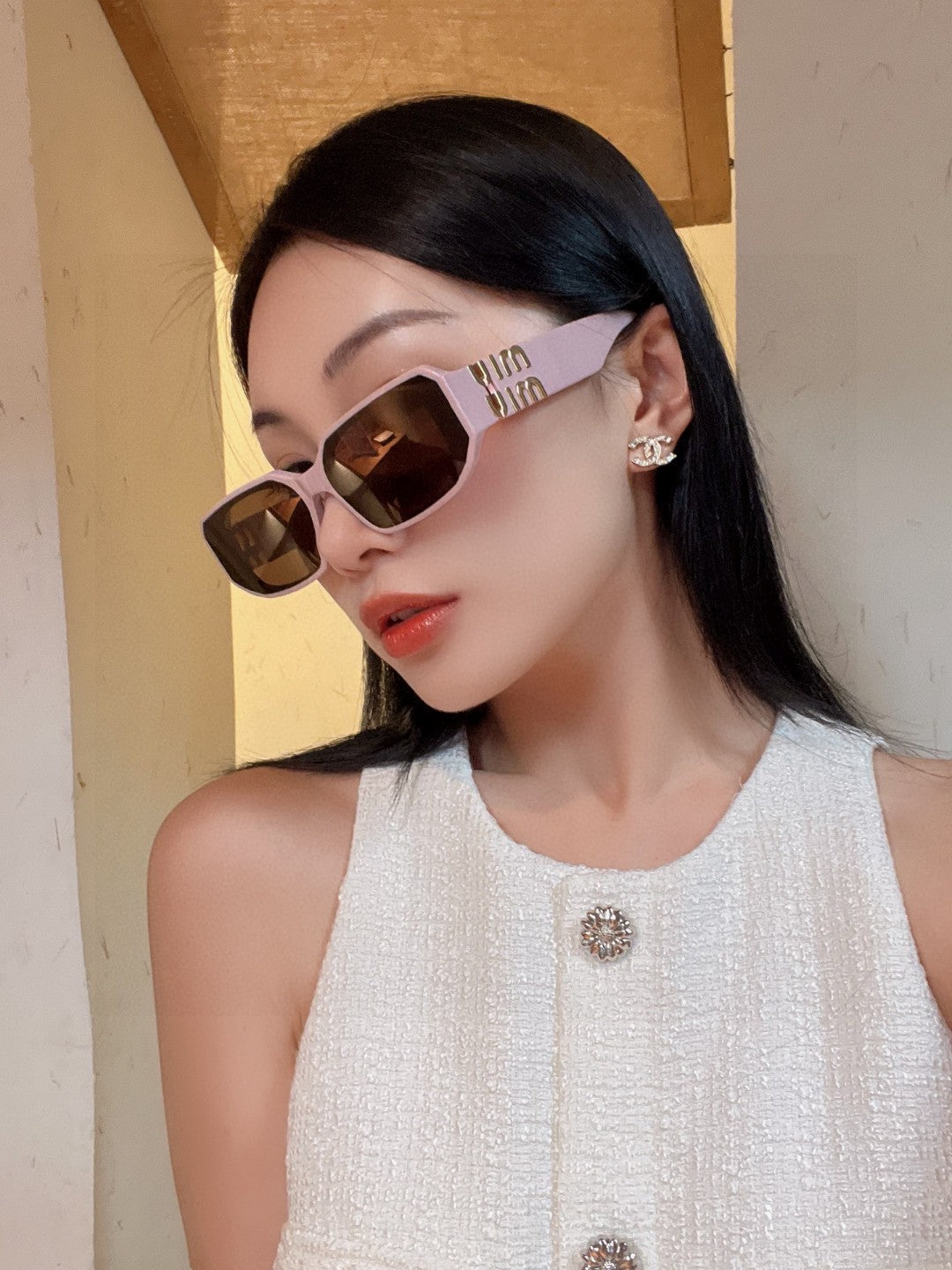 MIU MIU GLIMPSE SUNGLASSES 576817 IN PINK ACETATE