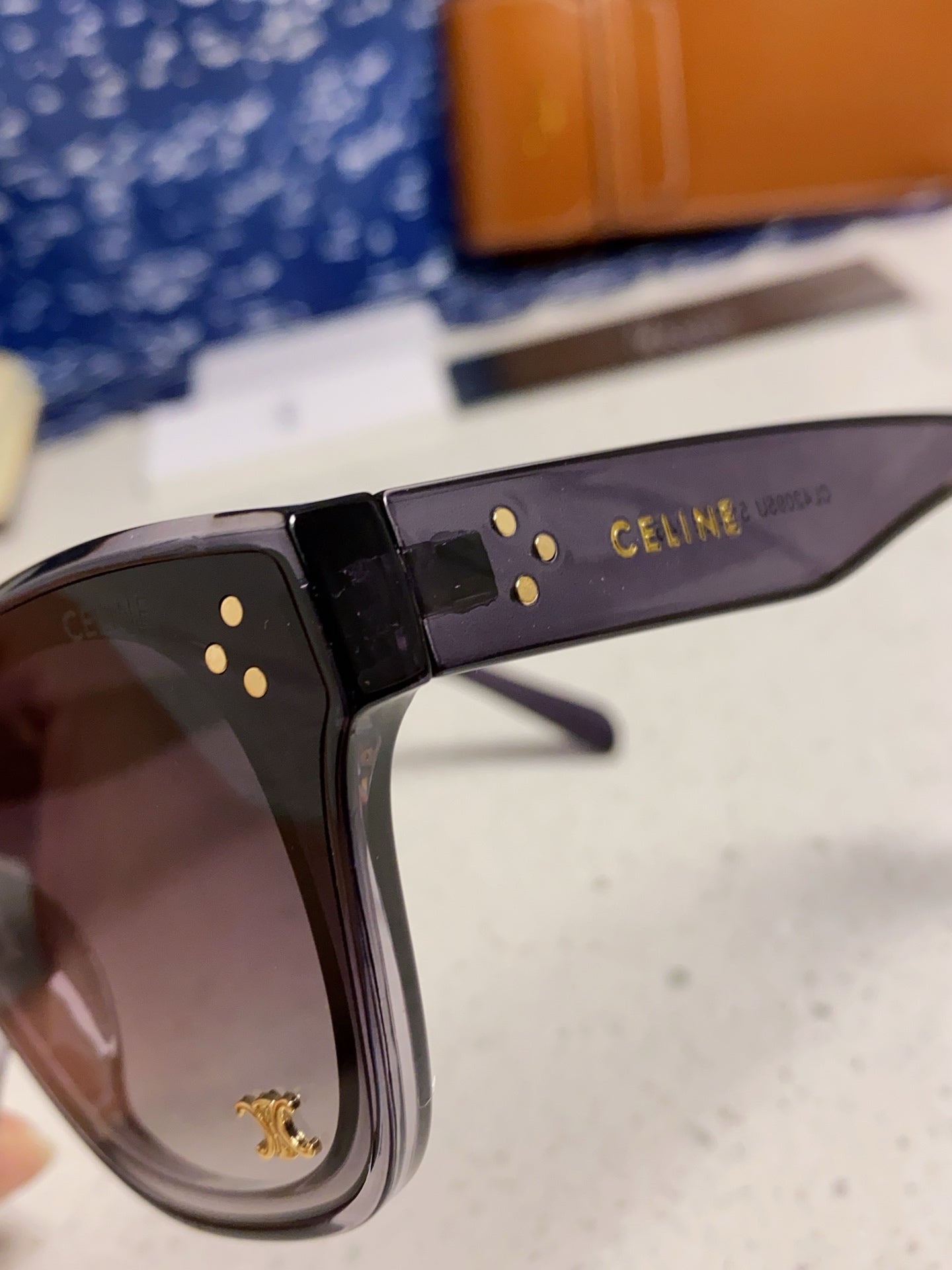 CELINE SQUARE SUNGLASSES 575843 IN BLACK ACETATE GRADIENT SMOKE LENSES