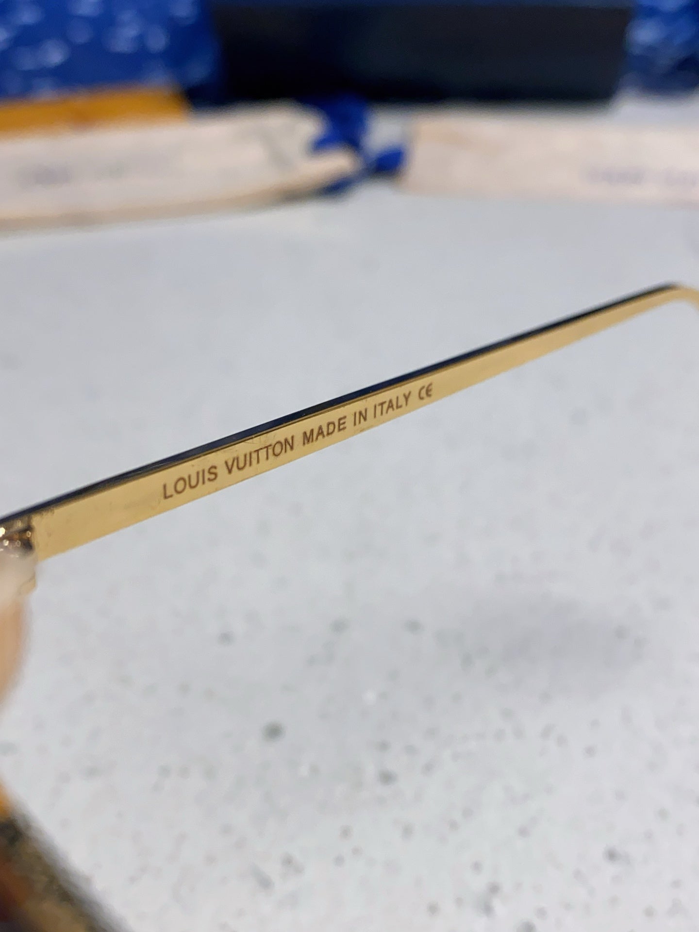 LOUIS VUITTON GOLDEN MASK SUNGLASSES 582734 IN GOLD METAL GREY SMOKE LENSES