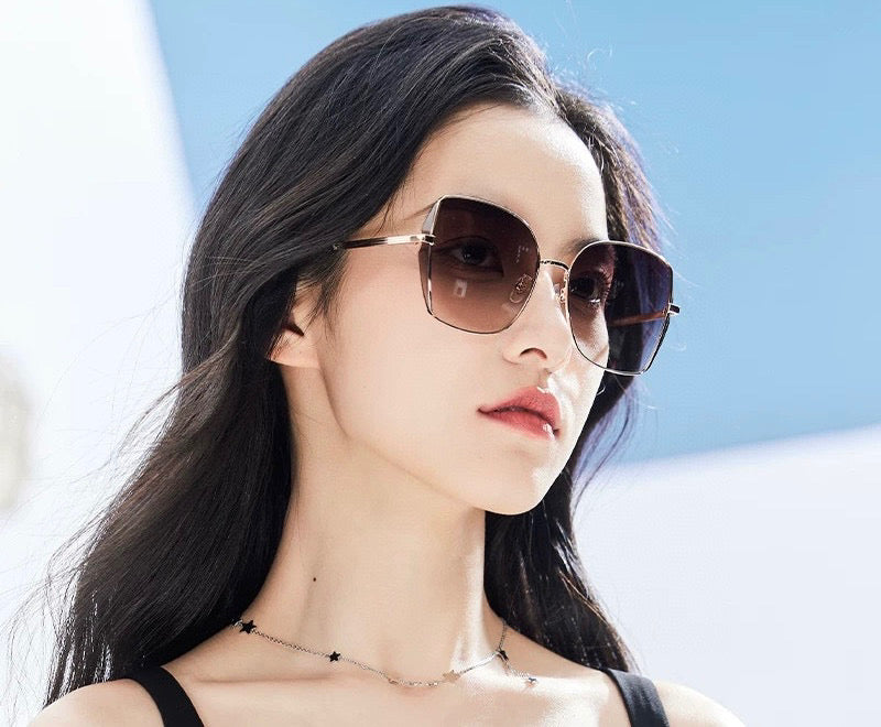 GUCCI OVERSIZED RECTANGULAR FRAME SUNGLASSES G1641 IN METAL