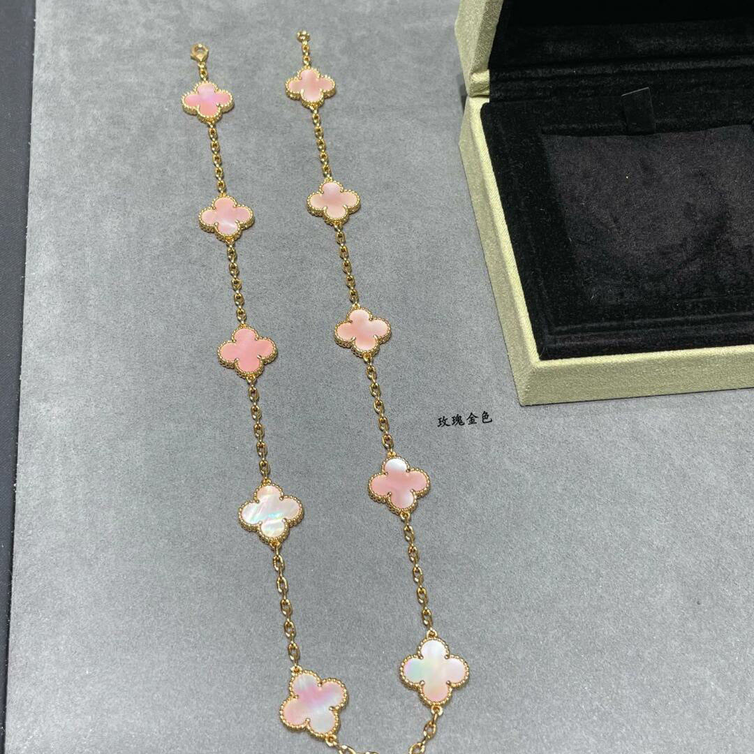 VCA CLOVER 10 MOTIFS PINK MOP NECKLACE