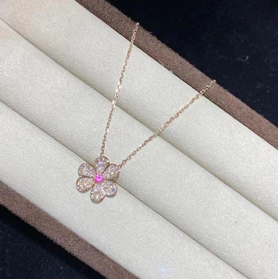 VCA FRIVOLE ROSE GOLD FLOWER DIAMOND NECKLACE