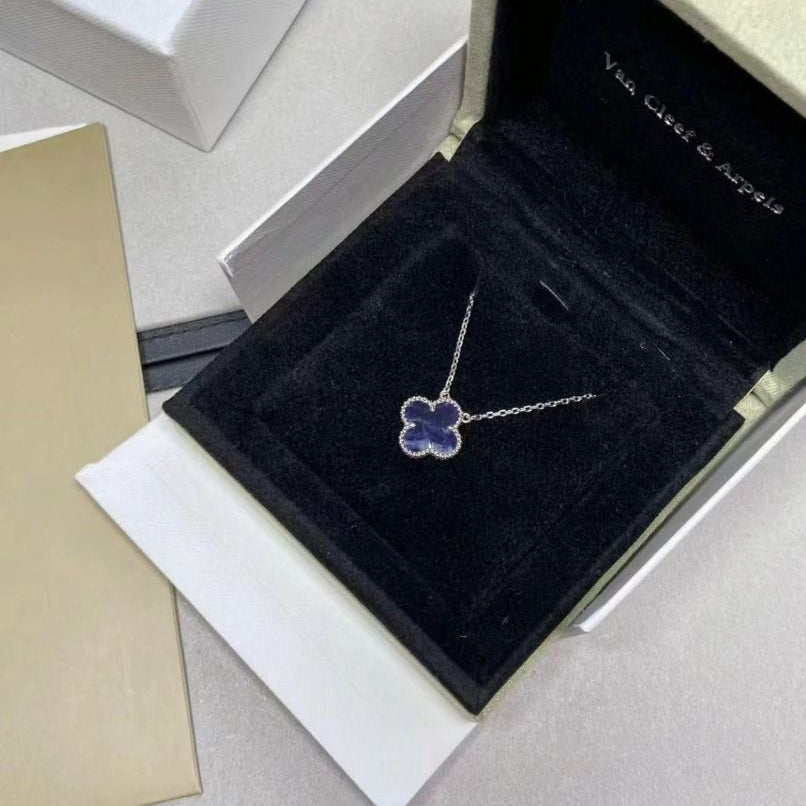 VCA CLOVER 15MM PIETERSITE NECKLACE SILVER