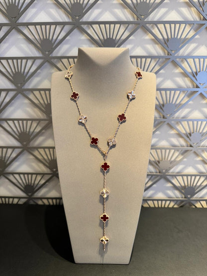 VCA CLOVER 20 MOTIFS LASER CARNELIAN NECKLACE