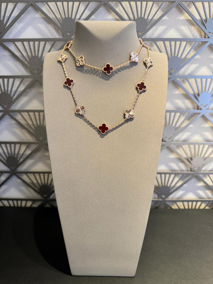 VCA CLOVER 20 MOTIFS LASER CARNELIAN NECKLACE