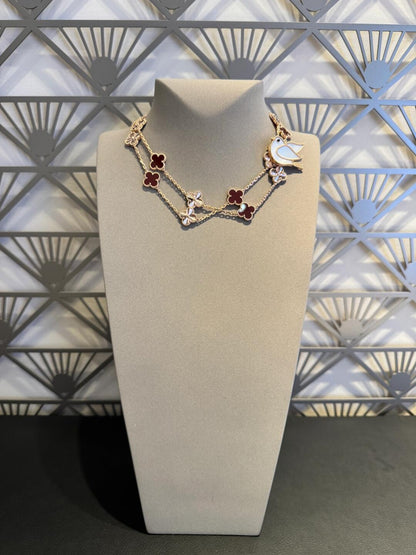 VCA CLOVER 20 MOTIFS LASER CARNELIAN NECKLACE