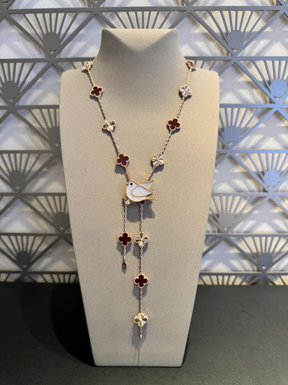 VCA CLOVER 20 MOTIFS LASER CARNELIAN NECKLACE